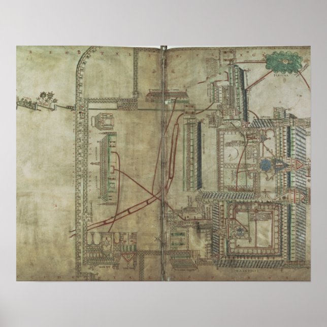 R 171 f.285 Plan of Canterbury Cathedral and the Poster (Framsidan)