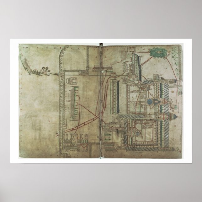 R 171 f.285 Plan of Canterbury Cathedral and the Poster (Framsidan)