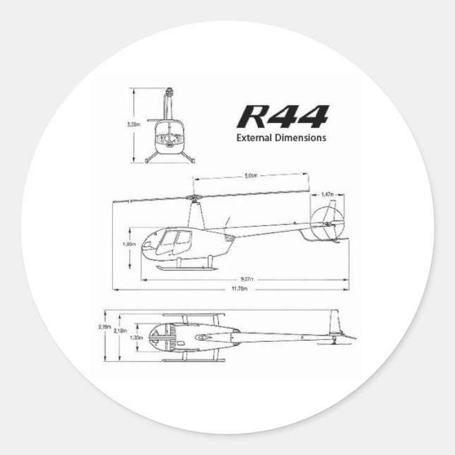 R-44 Robinson Runt Klistermärke (Framsida)