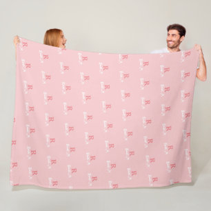 R /anpassningsbar/ Rosa Monogram stämplad över sny Fleecefilt