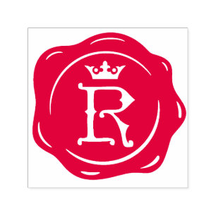 R - Antique Vax Seal Gothic Krona Initial Brev Självfärgande Stämpel