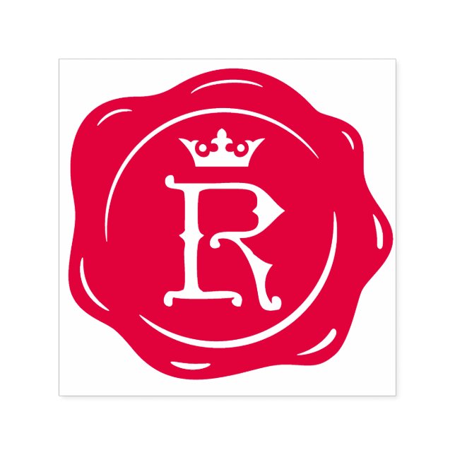 R - Antique Vax Seal Gothic Krona Initial Brev Självfärgande Stämpel (Design)