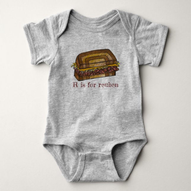 R är för Reuben Sandwich Foodie Alphabet Initial T-shirt (Framsida)