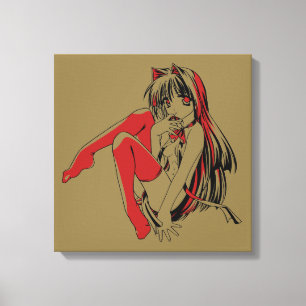 R&B Manga, Neko Catgirl Furry Loli Anime Canvastryck