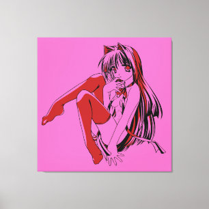 R & B Manga, Neko Catgirl Hårig Loli Anime Canvastryck