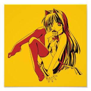 R & B Manga, Neko Catgirl Hårig Loli Anime Fototryck