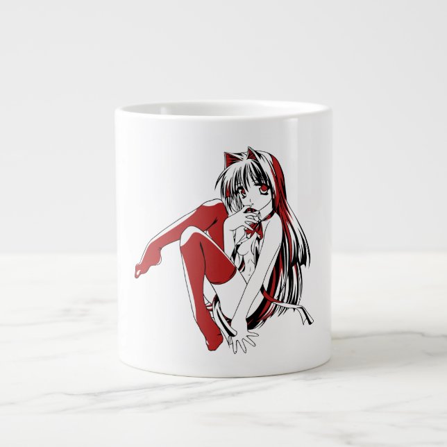 R & B Manga, Neko Catgirl Hårig Loli Anime Jumbo Mugg (Framsidan)