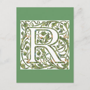 R Blommig Monogram Vykort