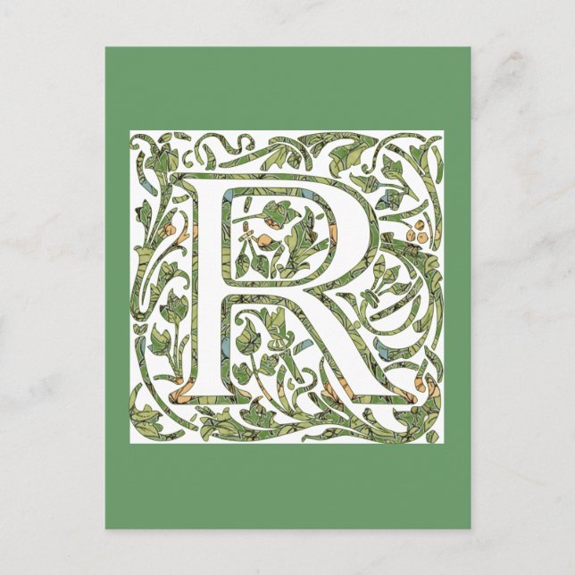 R Blommig Monogram Vykort (Framsida)
