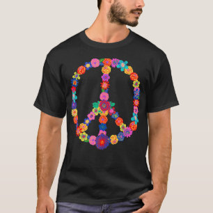 r Blommigt 60s 70s Hippie Costume Colorful Flowers T Shirt
