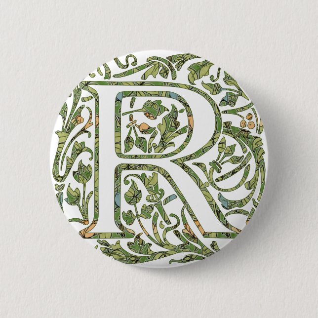 R Blommigt Monogram Knapp (Framsida)