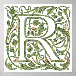R Blommigt Monogram Poster