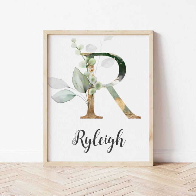 R Bokstavsmonogram Växthus Barnkammare Namn Väggtr Poster (Skapare uppladdad)