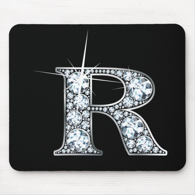 "R" Diamond Bling Mousepad Musmatta (Framsidan)