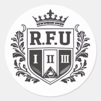 R.F.U Crown Crest Sticker Runt Klistermärke
