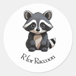 R för Raccoon Runt Klistermärke