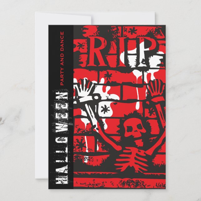 R.I.P Blood & Chain Skeleton Scary Halloween fest Inbjudningar (Framsida)
