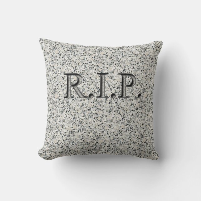 R.I.P. Faux Engraved Granite Headstone Pillows Kudde (Framsida)