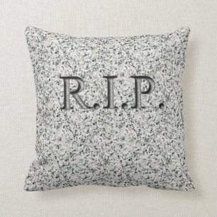 R.I.P. Faux Engraved Granite Headstone Pillows Kudde