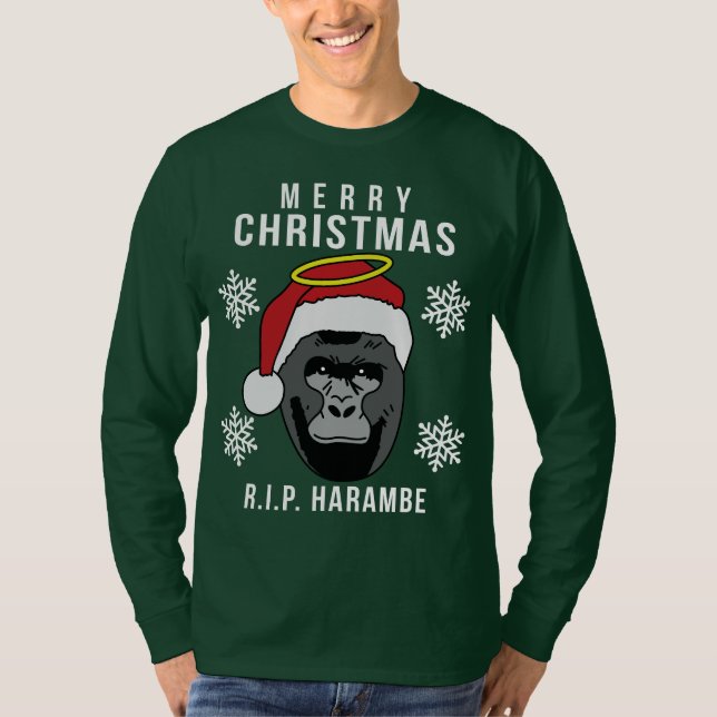 R.I.P. Harambe ful jultröja T Shirt (Framsida)