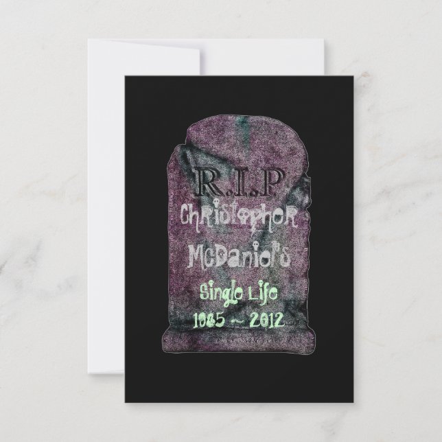 "R.I.P Singelliv"- Svärmodspartaj Inbjudningar (Framsida)