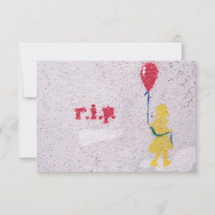 r.i.p. stencil: flicka med röd ballong inbjudningar