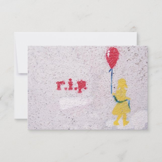 r.i.p. stencil: flicka med röd ballong inbjudningar (Framsida)