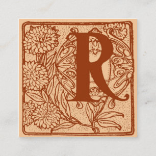 R initial med Chrysanthemums Fyrkantigt Visitkort