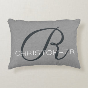 R Initial Personlig Namn Svart Vitt Grått Prydnadskudde