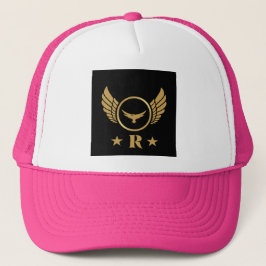 R Initial Vit och het rosa guldörn bild-Cap Keps