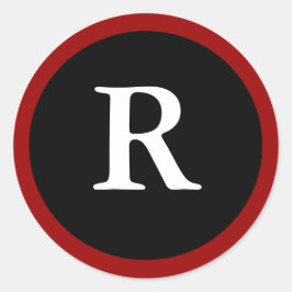 R: Inledande R Brev R Red-, White & Black-märke Runt Klistermärke