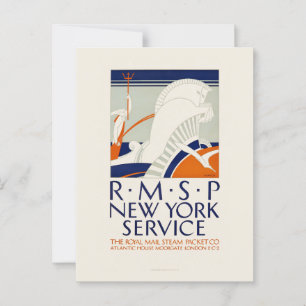 R.M.S.P. New York Service Vintage affisch 1921 Vykort