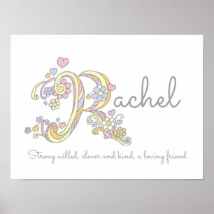 R monogram art Rachel Girl namn och poster