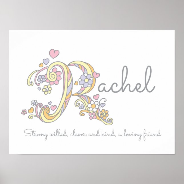 R monogram art Rachel Girl namn och poster (Framsidan)