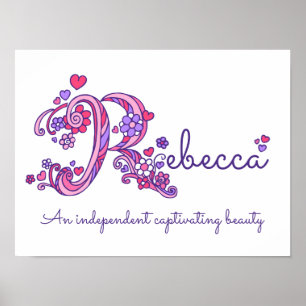 R monogram art Rebecca Girl namn poster