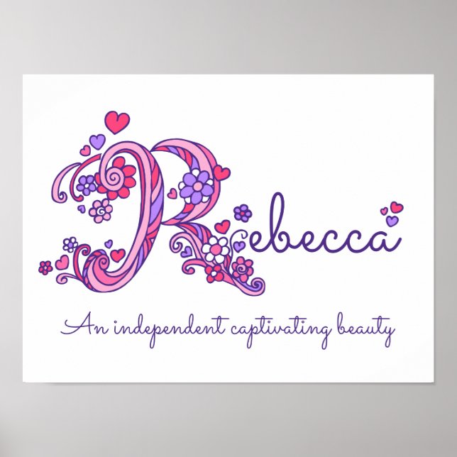 R monogram art Rebecca Girl namn poster (Framsidan)