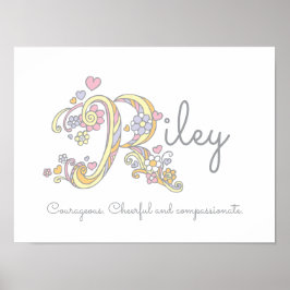 R monogram art Riley Girl namn och poster
