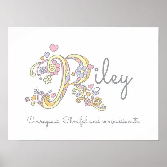 R monogram art Riley Girl namn och poster (Framsidan)