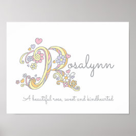 R monogram art Rosalynn Flickor namn poster