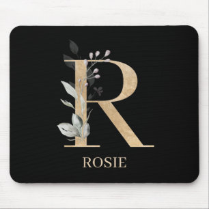 R Monogram Blommigt Personlig Musmatta