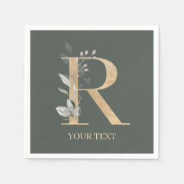 R Monogram Blommigt Personlig Pappersservett