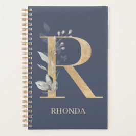 R Monogram Blommigt Personlig Planner