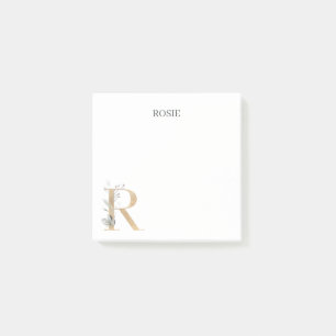 R Monogram Blommigt Post-it Notes Block