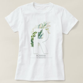 R Monogram Guld Greenery Löv Elegant T Shirt