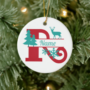 R Monogram Initial jul Träd Ornament i Helgdag