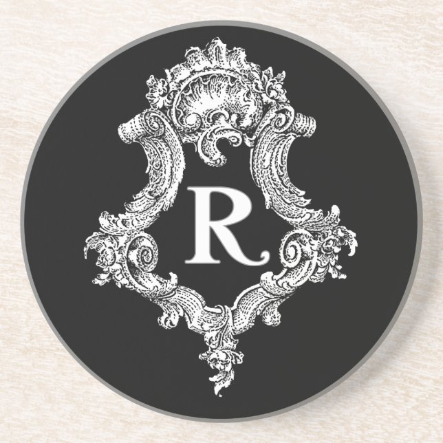 R Monogram initial Underlägg Sandsten (Framsidan)