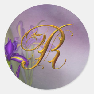 R monogram Iris Dream Runt Klistermärke