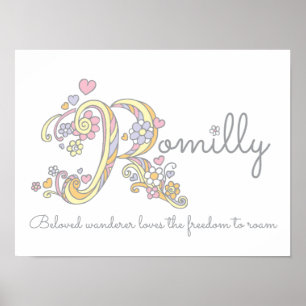 R monogram konst Romilly flicknamn & betydelse aff Poster