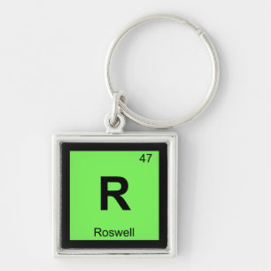 R - Roswell New Mexico kemi periodiska systemet Fyrkantig Silverfärgad Nyckelring