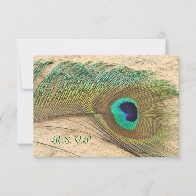 R.S.V.P. PEACOCK FEATHER MATCHING INVITATIONS OSA KORT (Framsida)